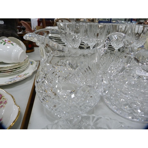 77 - Collection of glassware to include wine glasses,  tumblers, segmented dishes etc.