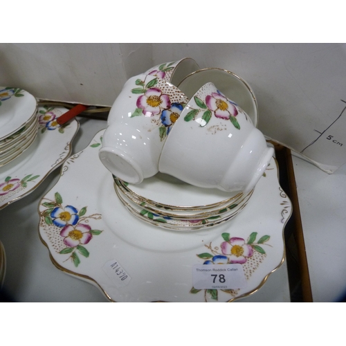 78 - Floral decorated part tea set and a Rosina 'Queens' part tea set.