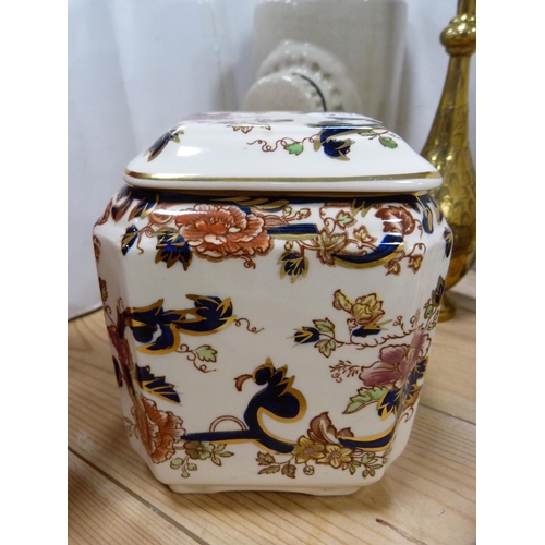 83 - Royal Doulton 'Bunnykins' nursery dish, Mason's tea caddy, stoneware crock, hot water bottle etc.