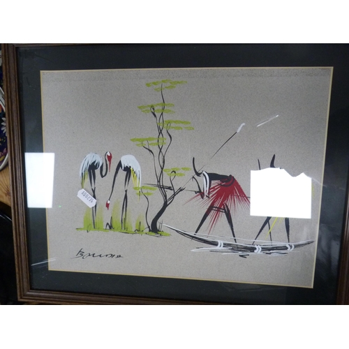 85 - Four native art pictures, framed.  (4)