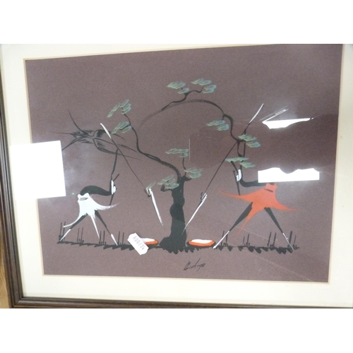 85 - Four native art pictures, framed.  (4)