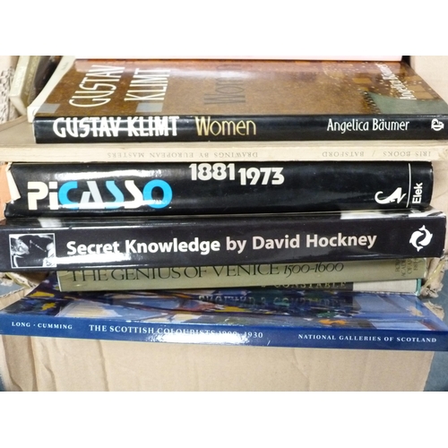 92 - Collection of books including art, David Hockney, Constable, Klimt, Picasso, Scottish painters and c... 