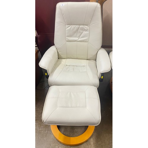 530 - Pair of cream leather swivel chairs & stools 