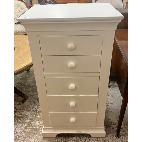 504 - Modern white five drawer chest