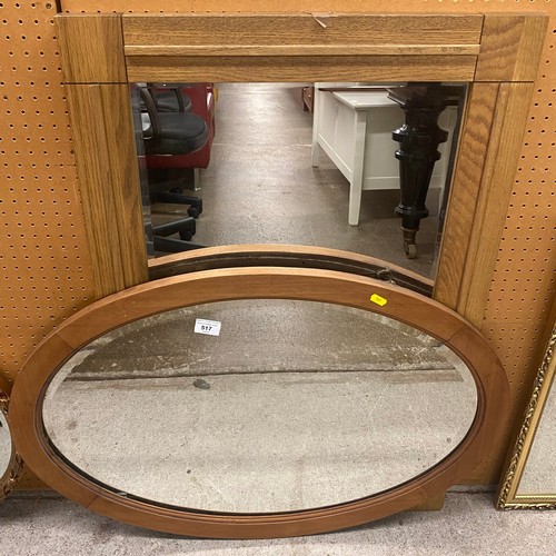 517 - Oak rectangular mirror & oval mirror