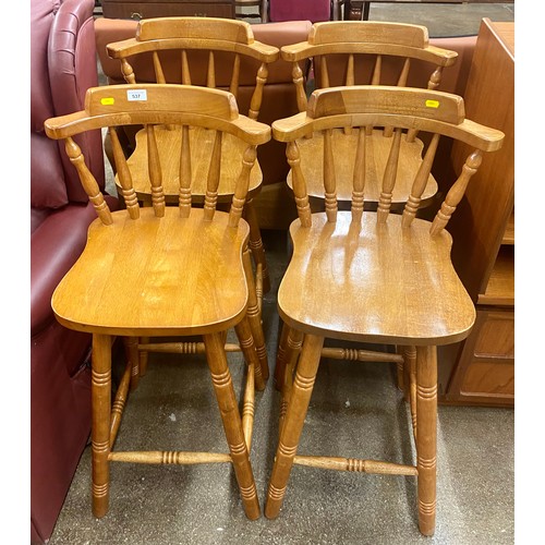 537 - Four pine bar stools (4)