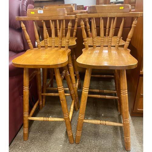 537 - Four pine bar stools (4)