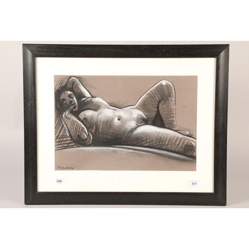 359 - Peter Howson OBE (Scottish Born 1958) ARR Framed mixed media, signed 'Reclining Nude Study' 30cm X 4... 