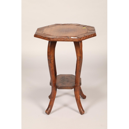 438 - Carved octagonal plant stand