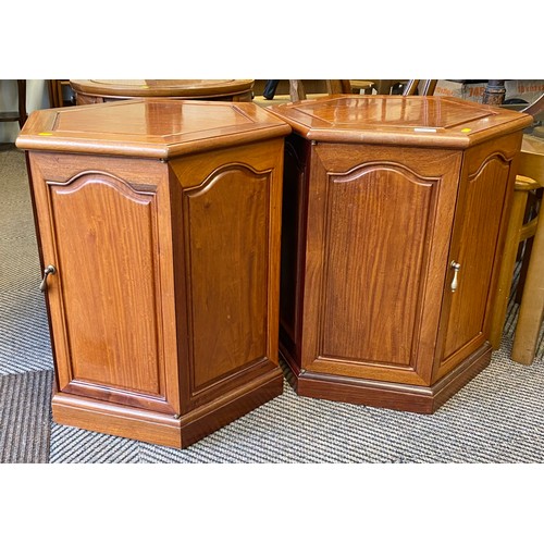 420 - Pair of Cherrywood hexagonal side cabinets