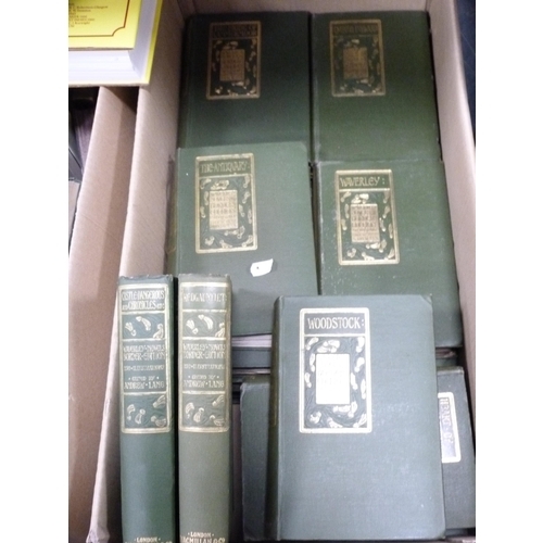 90 - Two cartons containing books including Waverley novels (Border Edition) edited by Edward Lang, Phili... 