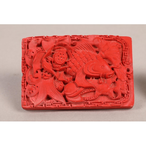 88 - Small carved chinese plaque & carved stone pendant
