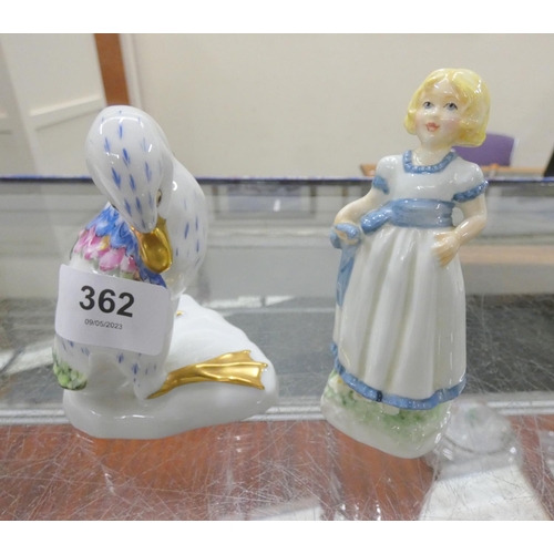 362 - Royal Worcester ' Birthday Girl' figure and Portuguese figure of a Duck. (2).