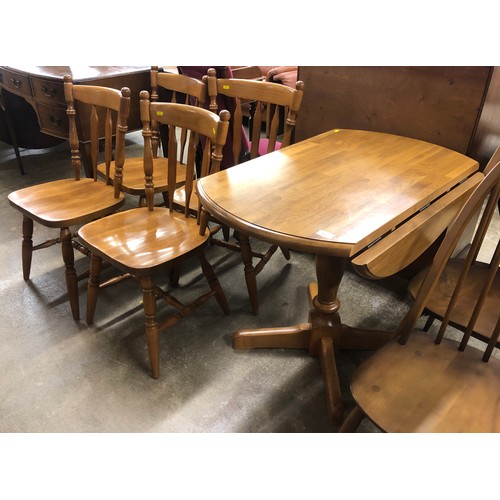 497 - Pine drop leaf kitchen table & 4 chairs 