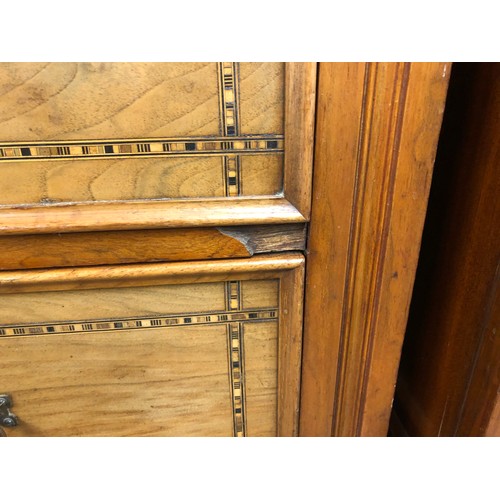 498 - Edwardian mirror door wardrobe with matching chest