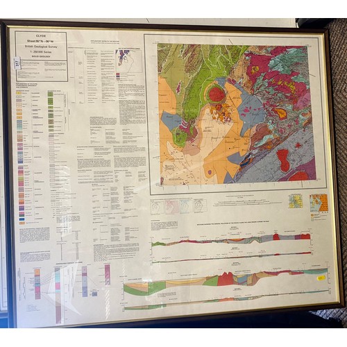 317 - Large quantity of framed pictures including large framed Geological Map of the Clyde, one of the Nor... 