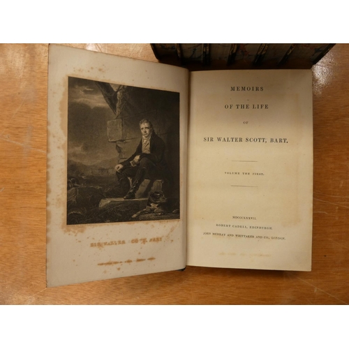 160 - (LOCKHART J. G.).  Memoirs of the Life of Sir Walter Scott, Bart. 7 vols. Eng. port. frontis. Half d... 