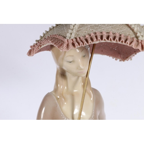 30 - Two Lladro ladies with parasols figurines to include Little Lady, #4879, and Lady with Umbrella, #48... 