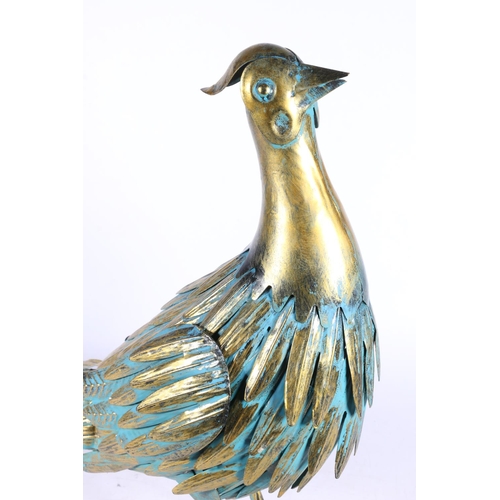 49 - Painted metal model of a peacock.