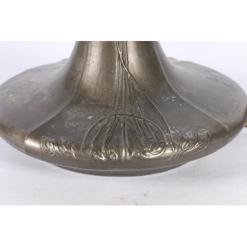 52 - Art Nouveau style pewter table lamp.