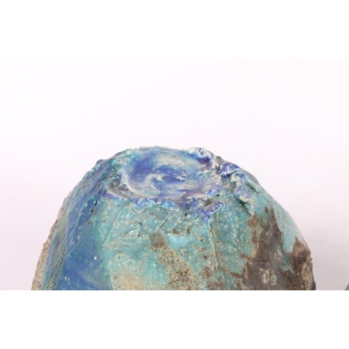 60 - Blue glazed Art Pottery sphere, and another similar.