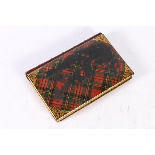 191 - Miniature Burns volume with mauchlineware cover depicting Robert Burns Cottage.