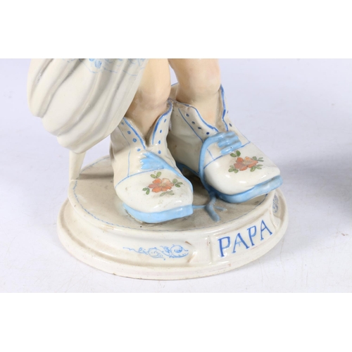 197 - Pair of continental porcelain piano babies, 25cm.