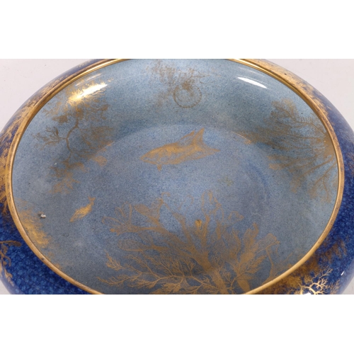 111 - Crescent & Sons bowl, with fish and sea life, 27cm diameter.