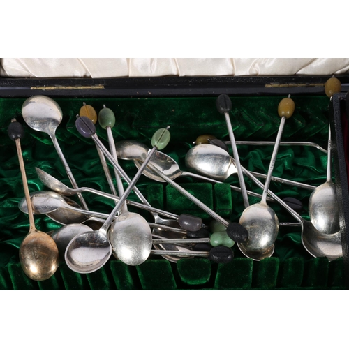 122C - 5 boxes of EPNS including coffee bean spoons, butter forks with mother of pearl handles, etc. 