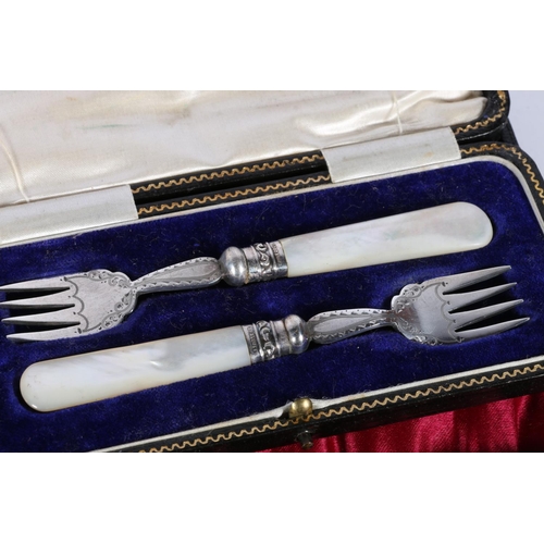 122C - 5 boxes of EPNS including coffee bean spoons, butter forks with mother of pearl handles, etc. 