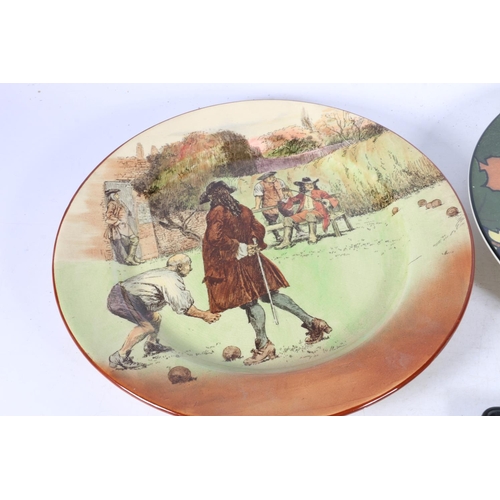 129 - Royal Doulton plate depicting Sir Roger de Coverley, 26cm diameter, along with another plate.