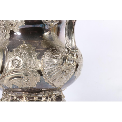 132 - Rococo style kettle on stand, 36cm high.