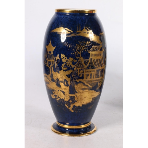 143 - 19th century Pearson's jug depicting a hunting scene, 15cm high, along with a Carltonware vase.