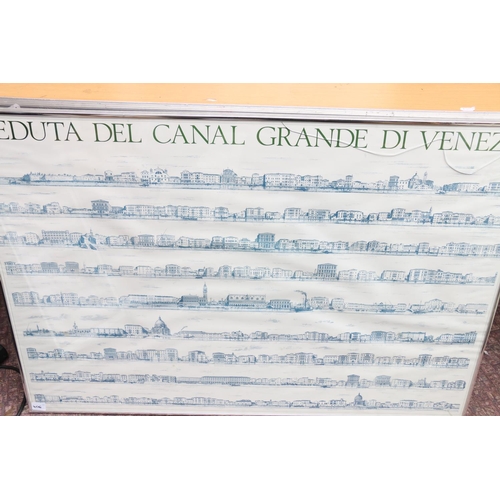 406 - Venetian canal print titled 'Venduta Del Canal Grande Di Venezia' 68cm x 99xm, a portrait sketch of ... 