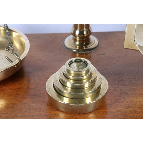 3 - Set of vintage scales and weights 50cm.