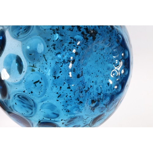 366 - Murano style blue Art glass vase decorated with all over dimple effect.