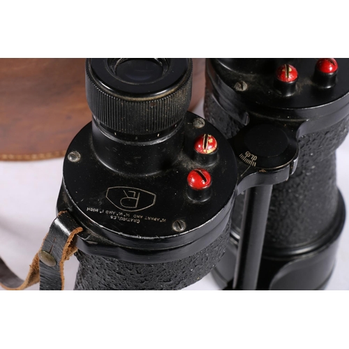 3A - Pair of Bino Prism No 5 binoculars, 20cm, and traveling case