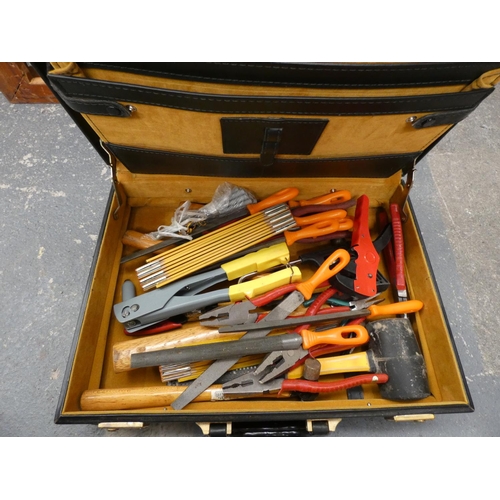 40 - Briefcase containing hand tools, files, rules, pliers, etc.