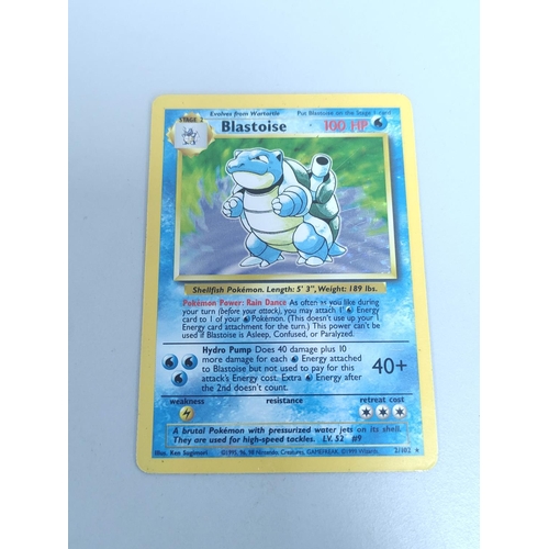 32 - Pokemon Trading Card Game. Blastoise holo card no 2/102 (unlimited) Wizards 1999.