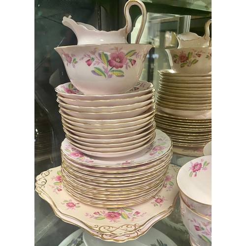 197 - Tuscan pink ground floral decorated teaset.