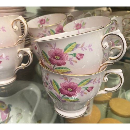 197 - Tuscan pink ground floral decorated teaset.