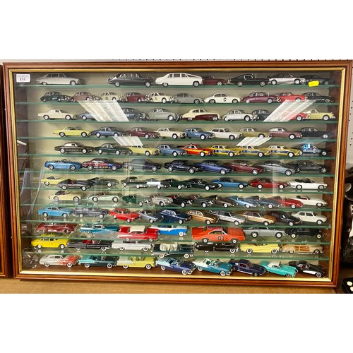 232 - Collection of die-cast cars to include General Lee from the Dukes of Hazard, cadillacs, etc., in wal... 