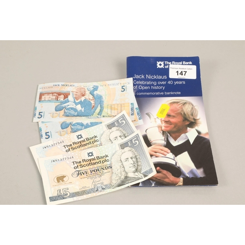 147 - Four Jack Nicklaus commemorative Royal Bank of Scotland £5 notes