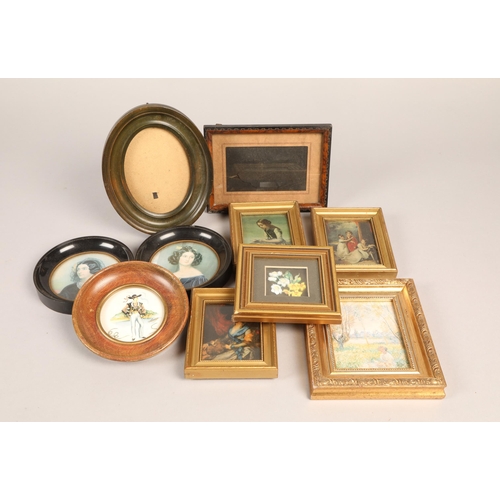 210 - Miniature pictures and frames.