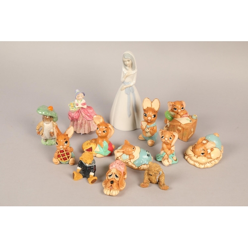 251 - Pendelfin rabbit and dog models, a Royal Doulton figurine Cissie, a Royal Albert Beatrix Potter Benj... 