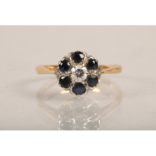 96 - Ladies 18 carat gold Diamond & Sapphire ring ring size Q