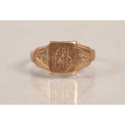 98 - 9ct rose gold signet ring, size T, 4.3g.