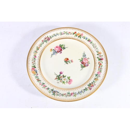 463 - Early 19th century Sevres porcelain plate decorated with floral bouquets framed by a gilt and floral... 