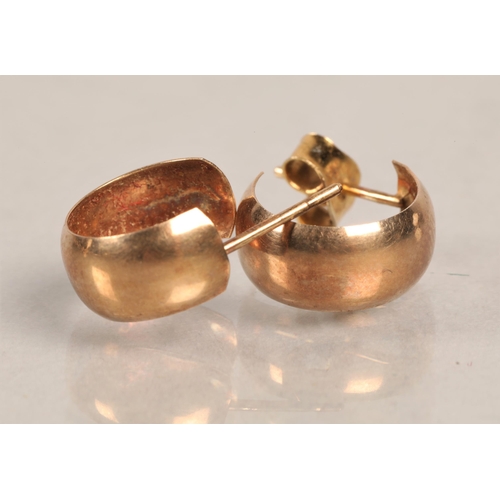 82 - Pair of 9ct gold earrings and a 9ct gold ring, 2.2g.