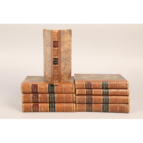 228 - Part set of leatherbound Charles Dickens novels to include Martin Chuzzlewit, Barnaby Rudge, Oliver ... 